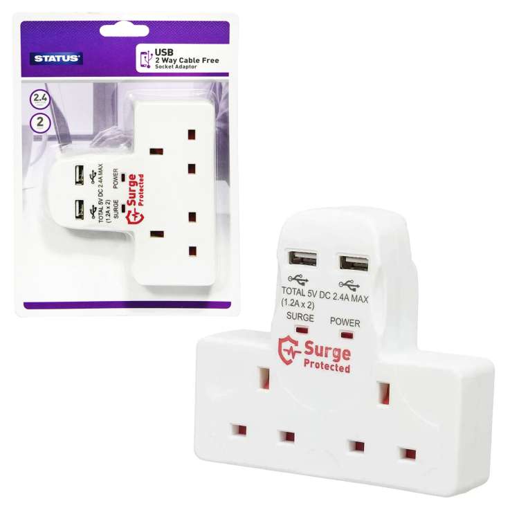 Status 2 Way Cable Free USB Socket Adaptor