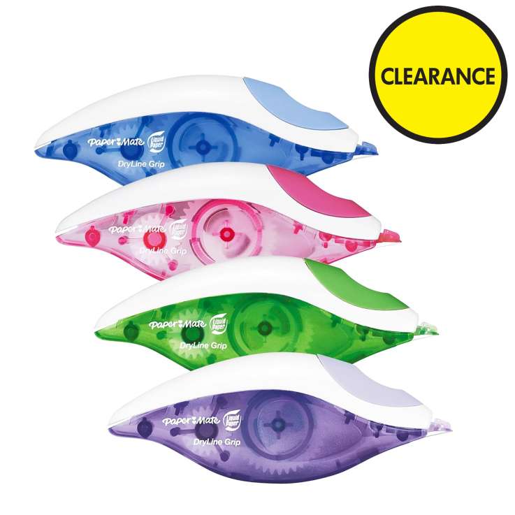 Paper Mate Liquid Paper DryLine Grip Correction Tape (5mm x 8.5M) - Assorted Colours