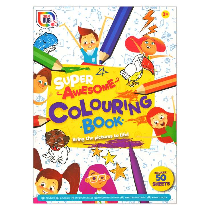 Craft Hub Super Awesome A4 Colouring Book (50 Sheets)