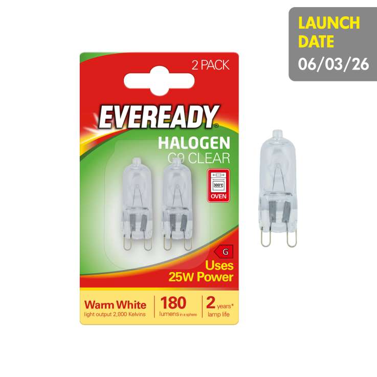 Eveready Oven Halogen G9 Capsule Light Bulb (25w) 2 Pack