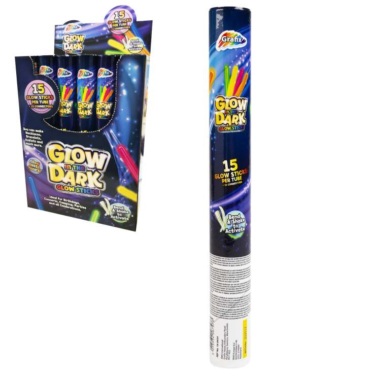 Grafix Glow In The Dark Glow Sticks 15 Pack