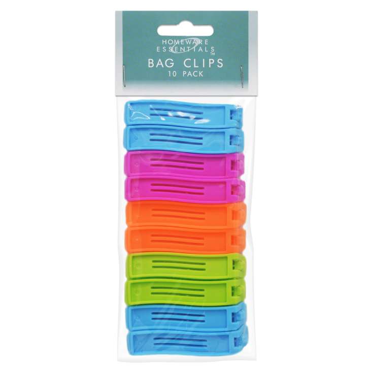 Homeware Essentials Food Storage Bag Clips 10 Pack - Assorted Colours