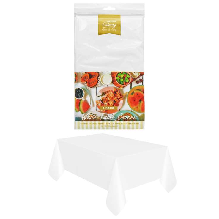 Kingfisher White Table Covers (120cm x 120cm) 2 Pack