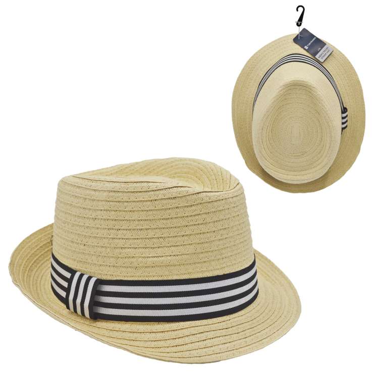Tom Franks Men's Trilby Straw Hat (Assorted Sizes)