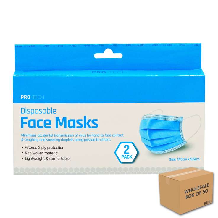 Pro-Tech Disposable Face Masks 2 Pack (3 Ply)