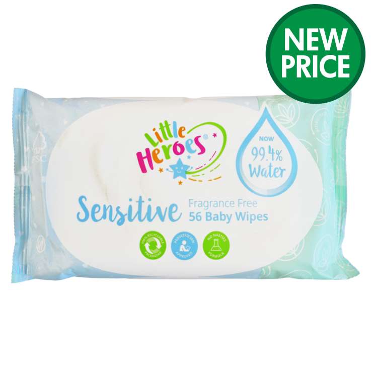 Little Heroes Water Based Baby Wipes (56 Pack) - Biodegradable