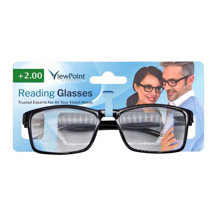 ViewPoint Optical Unisex Reading Glasses +2.00 - Black