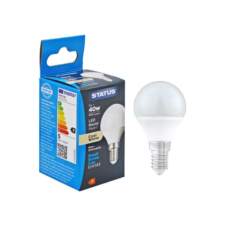 Status LED Round Golf Ball Light Bulb (5w=40w) Small Screw (E14)