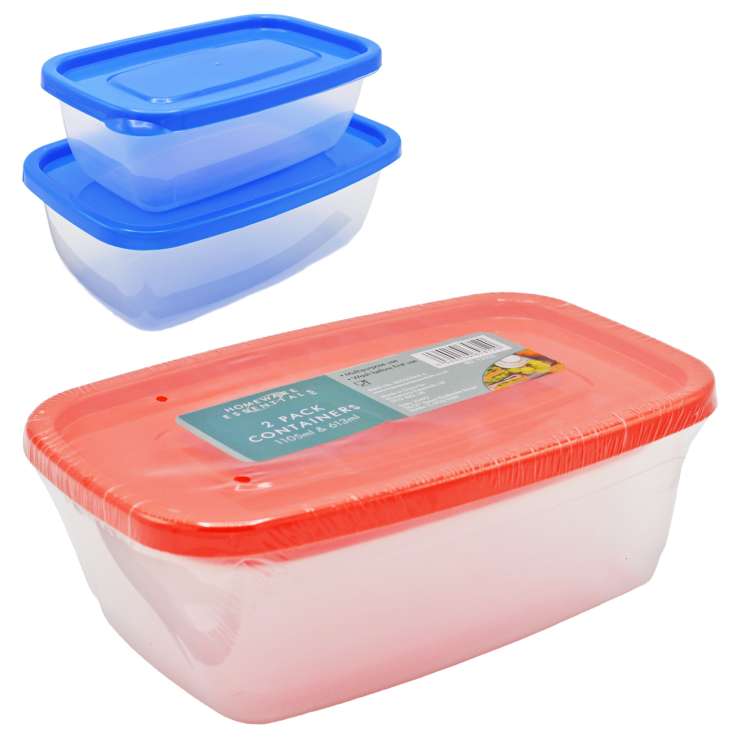 Homeware Essentials Plastic Food Containers (613ml & 1105ml) 2 Pack