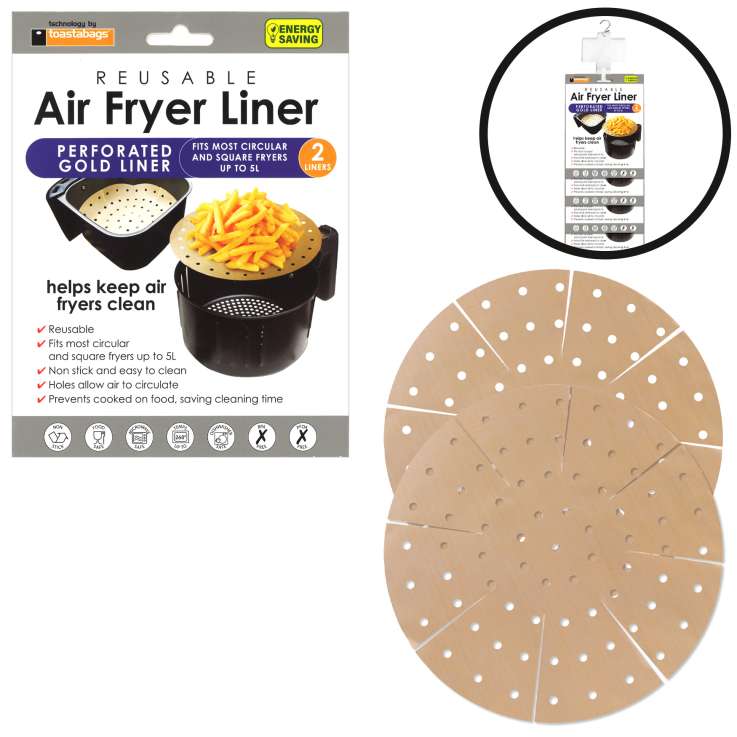 Reusable Air Fryer Gold Liner 2 Pack (Loaded Clip Strip) - Circular/Square