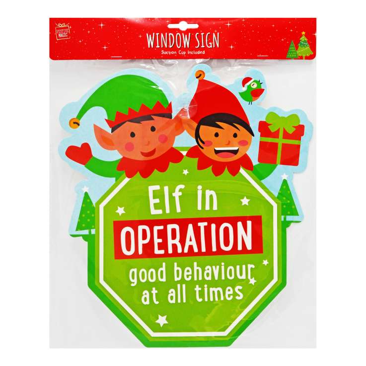 Elf In Operation Window Sign (32cm x 26cm)