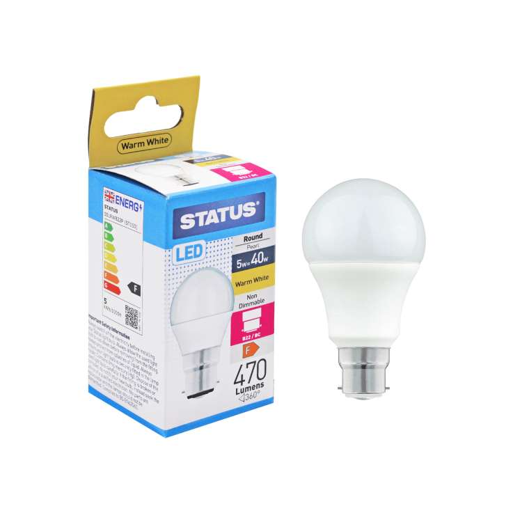 Status LED Round Golf Ball Light Bulb (5w=40w) Bayonet (B22)
