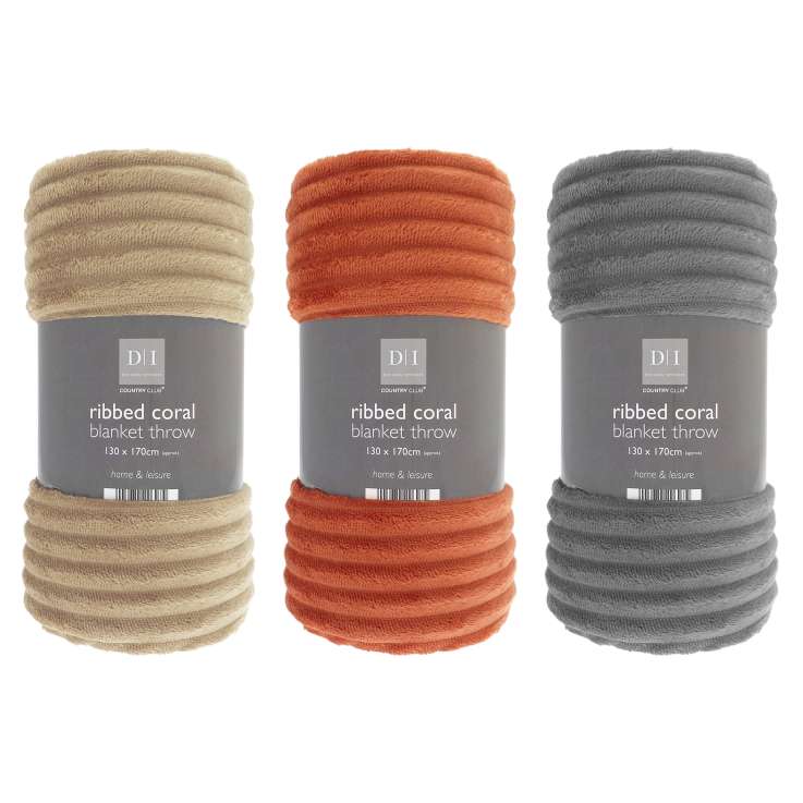 Country Club Ribbed Coral Throw (130cm x 170cm) - Assorted Colours