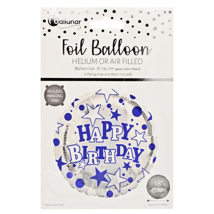 Foil Balloon (18") - Blue Happy Birthday