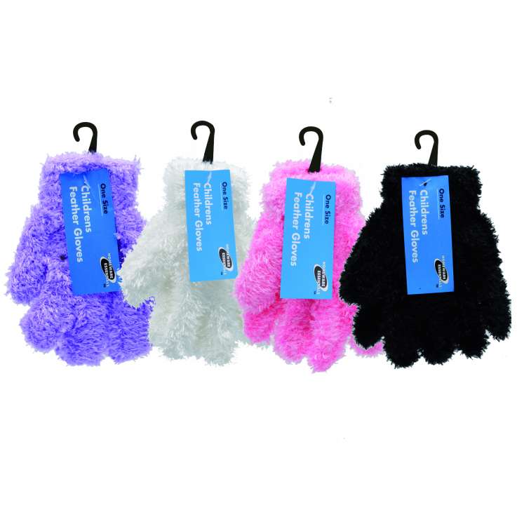 Homeware Essentials Children's Feather Gloves - Assorted Colours