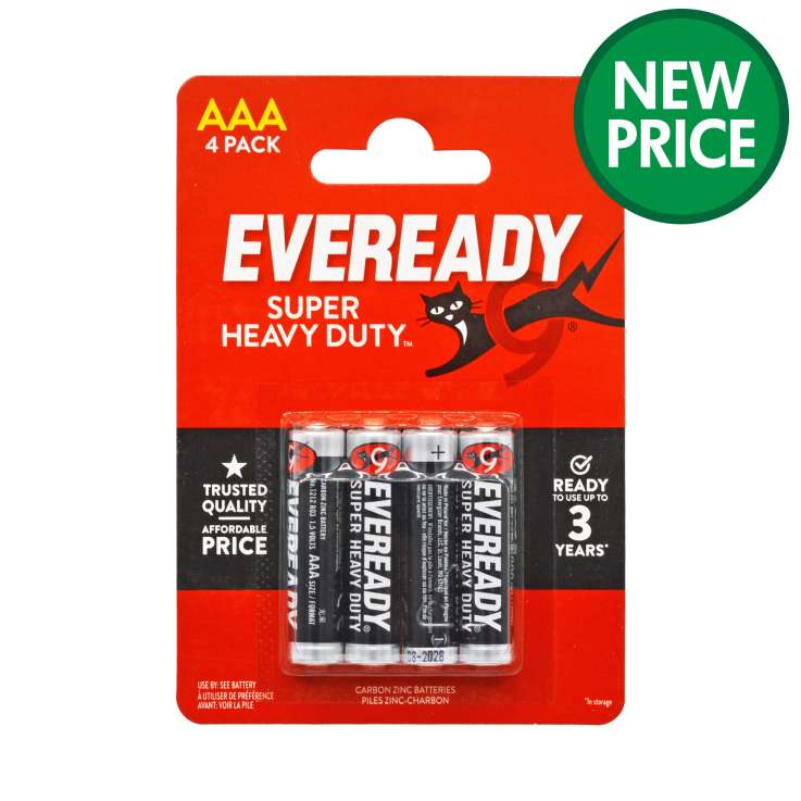 Eveready Super Heavy Duty Batteries 4 Pack - AAA