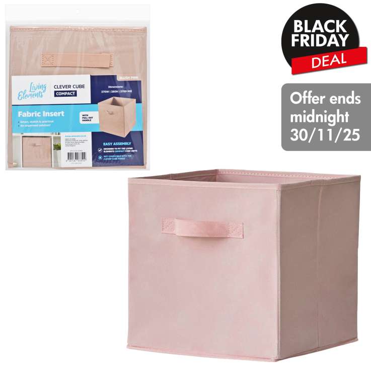 Living Elements Large Fabric Cube Storage Box - Blush Pink