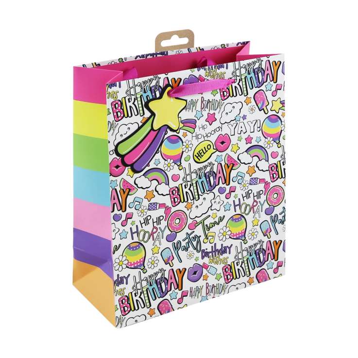 Medium Gift Bags (21.5cm x 25.5cm) - Birthday Girly Text