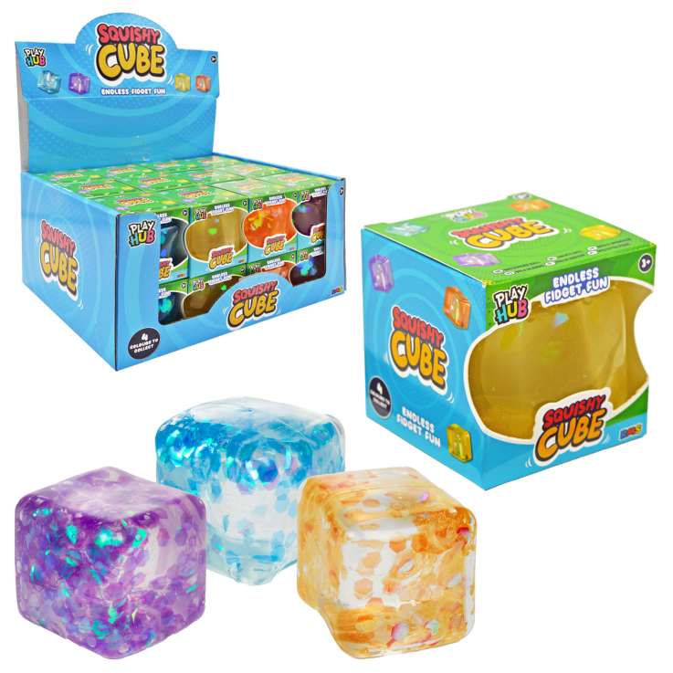 Play Hub Squishy Cube (5cm) - Assorted Colours