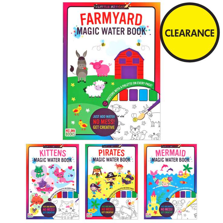 Little Artists A4 Magic Water Paint Colouring Book (24 Pages) - Assorted Designs