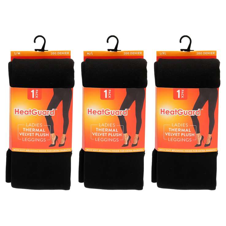 HeatGuard Ladies Thermal Velvet Plush Leggings (Assorted Sizes)