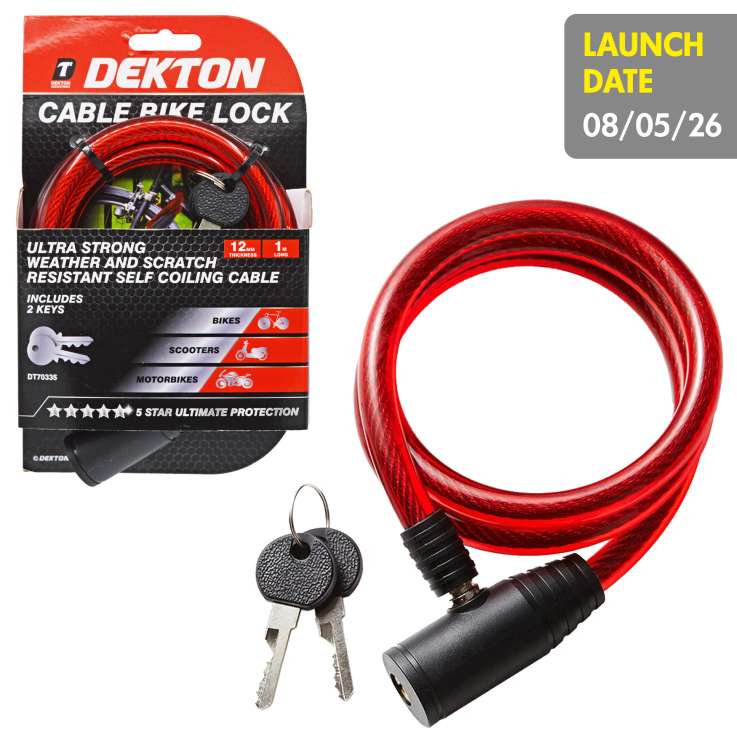 Dekton Keyed Cable Bike Lock (12mm x 1M)
