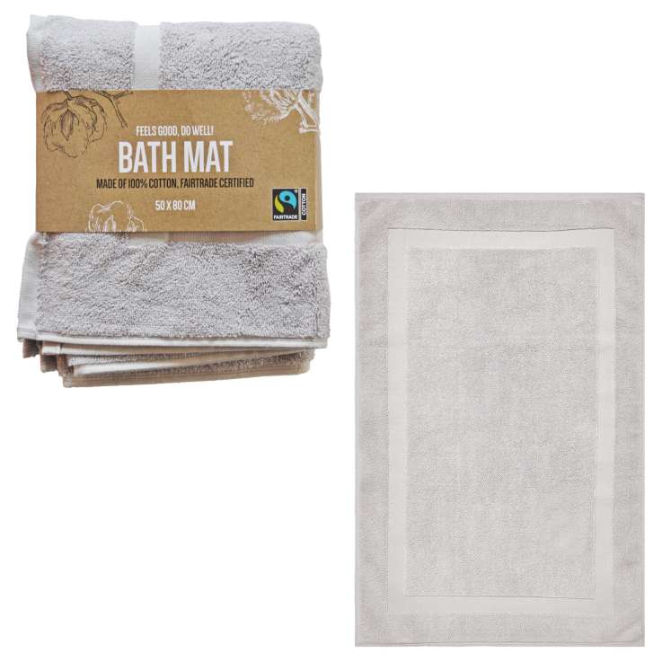 Fairtrade 100% Cotton Bath Mat (50cm x 80cm) - Grey