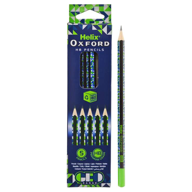 Helix Oxford Geo HB Pencils 5 Pack - Green