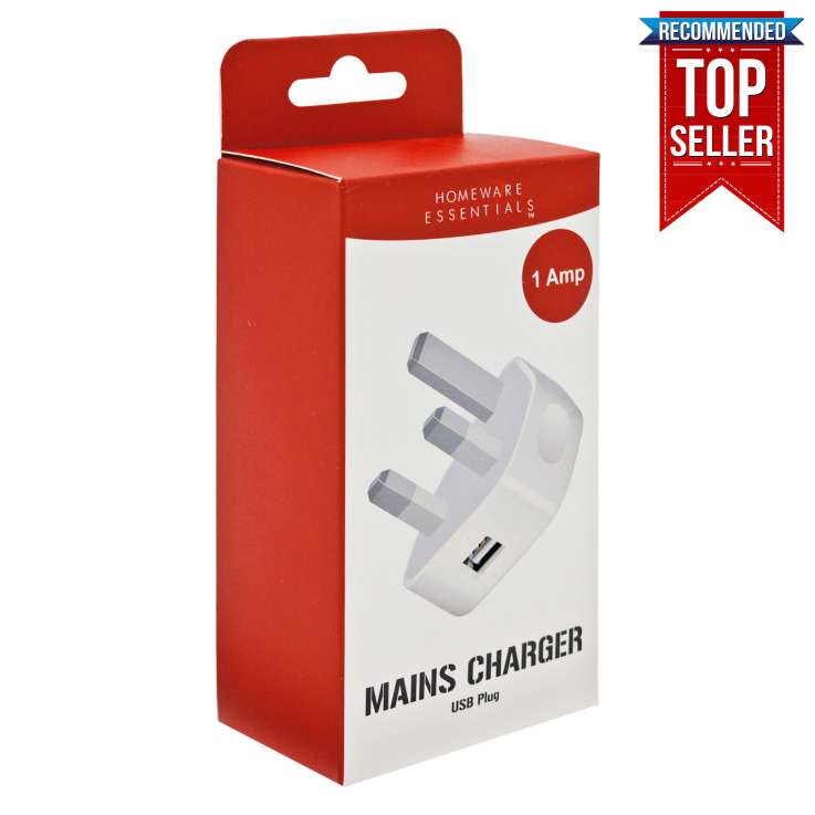 Homeware Essentials USB Plug Mains Charger
