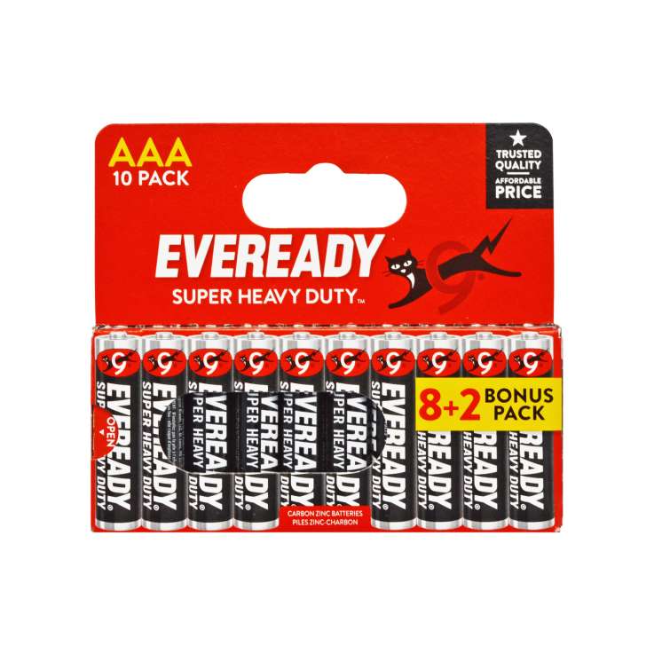 Eveready Super Heavy Duty Batteries 10 Pack - AAA