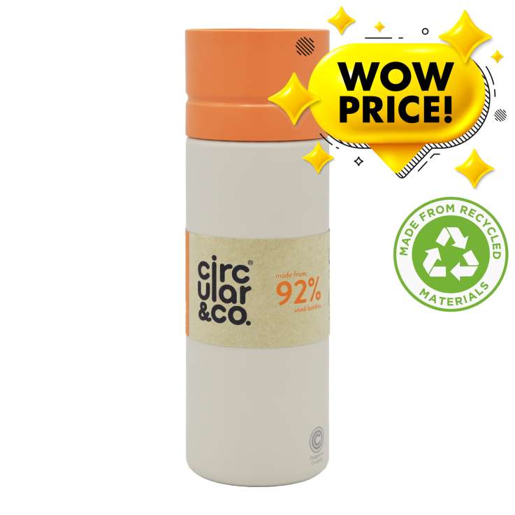 Circular&Co. Reusable Water Bottle (600ml) - Orange/Chalk