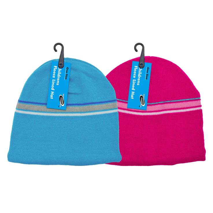 Homeware Essentials Children's Fleece Lined Hats - Assorted Colours