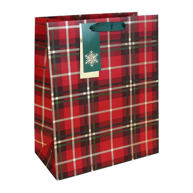 Large Gift Bags (26.5cm x 33cm) - Red Tartan