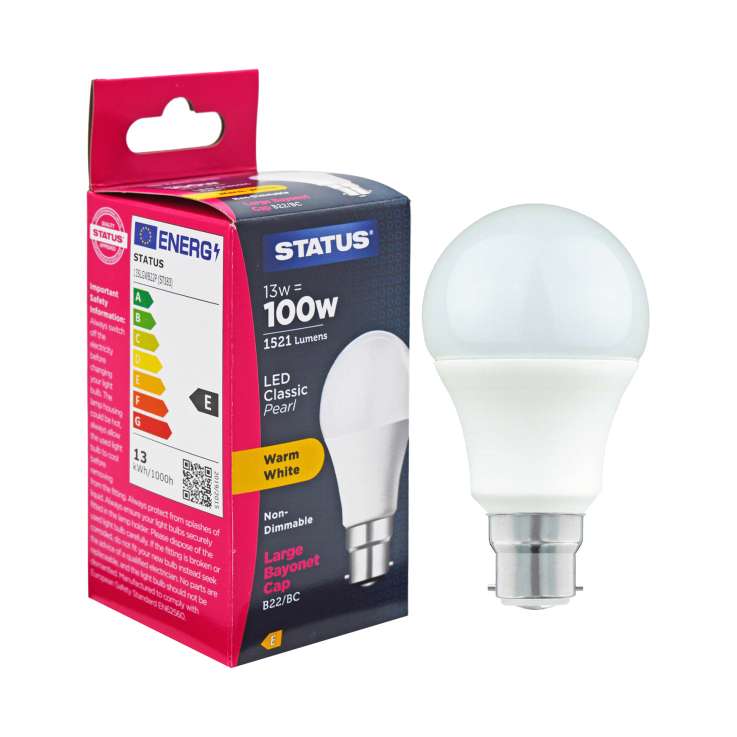 Status LED Classic Light Bulb (13w=100w) Bayonet (B22)