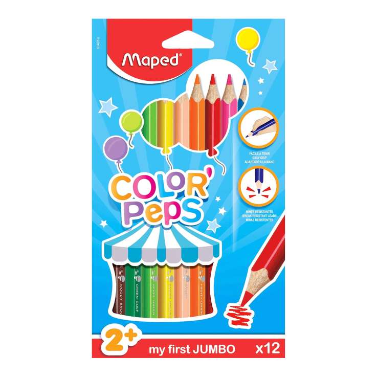 Maped Jumbo Colouring Pencils 12 Pack - Assorted Colours