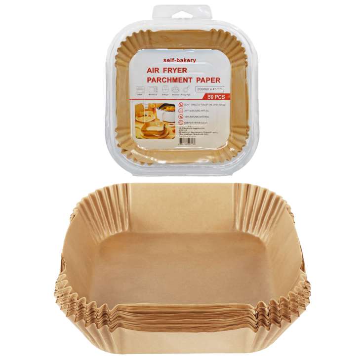 Air Fryer Paper Liners 50 Pack (20cm x 20cm x 4.5cm) - Square
