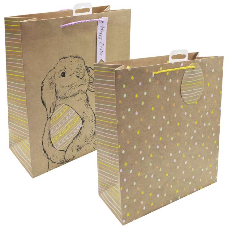 Large Gift Bags - Easter Kraft Assorted (26cm x 32cm)