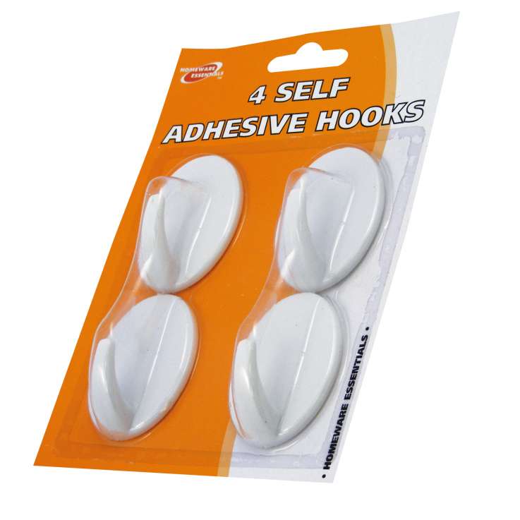 Wholesale Self Adhesive Hooks 4 Pack Homeware Essentials
