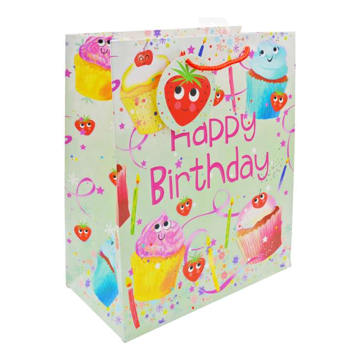 Large Gift Bags (26cm x 32cm) - Happy Birthday Cupcakes