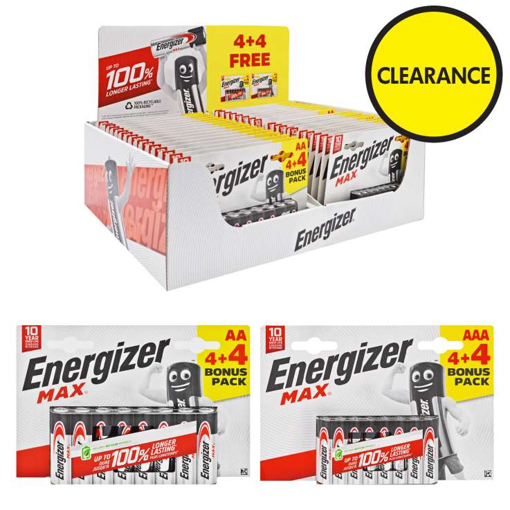 Energizer Max Alkaline Batteries 4 Pack (+4 FREE) - AAA & AA