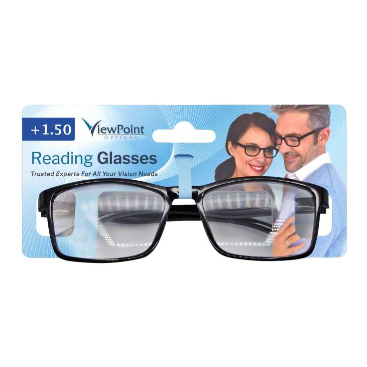 ViewPoint Optical Unisex Reading Glasses +1.50 - Black