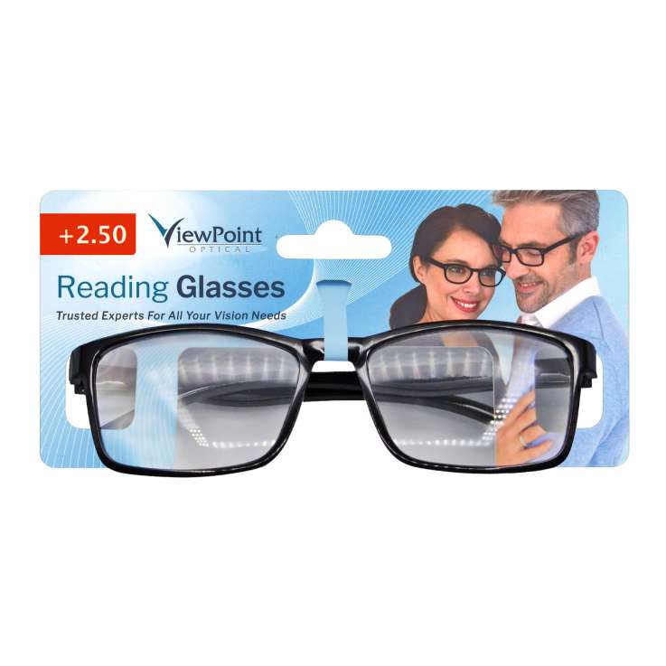 ViewPoint Optical Unisex Reading Glasses +2.50 - Black