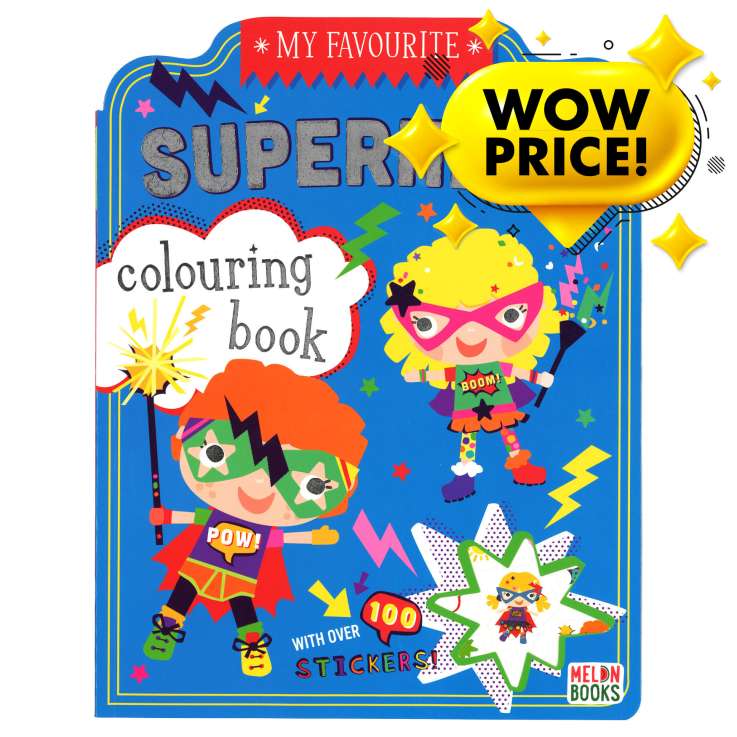 Colouring Book (72 Pages) + 100 Stickers - Superhero