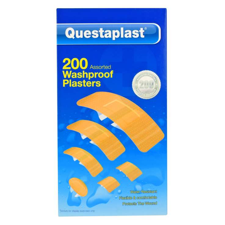 Questaplast Assorted Washproof Plasters 200 Pack