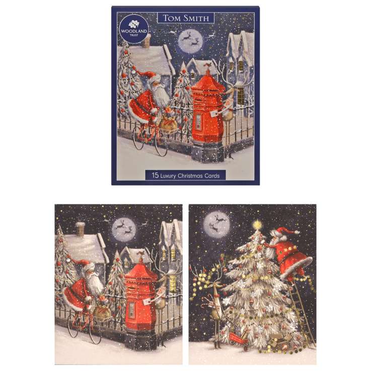 Tom Smith Luxury Boxed Christmas Cards 15 Pack - Santa