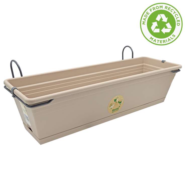 Florus Balcony Trough Planter Set (60cm) - Warm Taupe