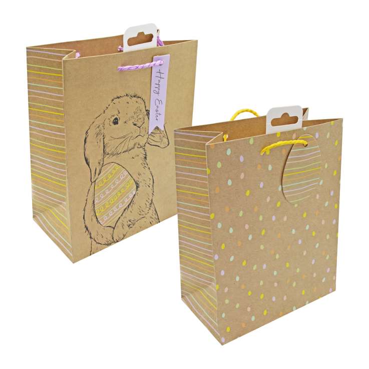 Medium Gift Bags - Easter Kraft Assorted (18cm x 23cm)