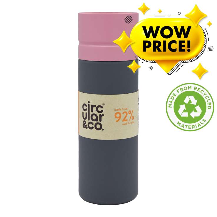 Circular&Co. Reusable Water Bottle (600ml) - Pink/Grey