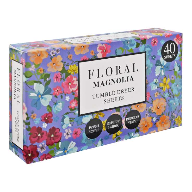 Floral Tumble Dryer Sheets 40 Pack - Magnolia