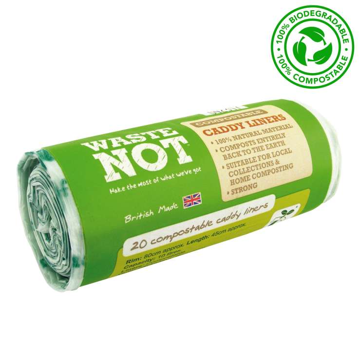 Waste Not Compostable Caddy Liners 10 Litre - Roll of 20